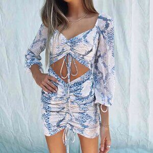 NWT Olivaceous snakeskin open-front mini dress